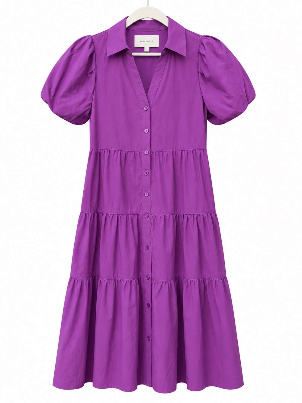 Brochu Walker Dress Purple Havana Tiered Maxi Cottagecore Teacher Button Front - Picture 2 of 6